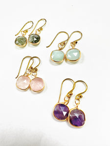 Tike Earrings: Hand-Wired Classic Faceted Semi-Precious Stone Drop Earrings