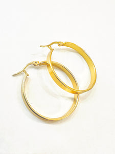 Flat Round Gold Hoop Earrings