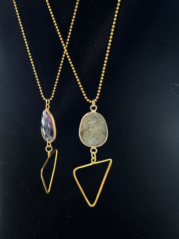 Geo Love Necklace: Handmade Strone with Triangle Drop Necklace
