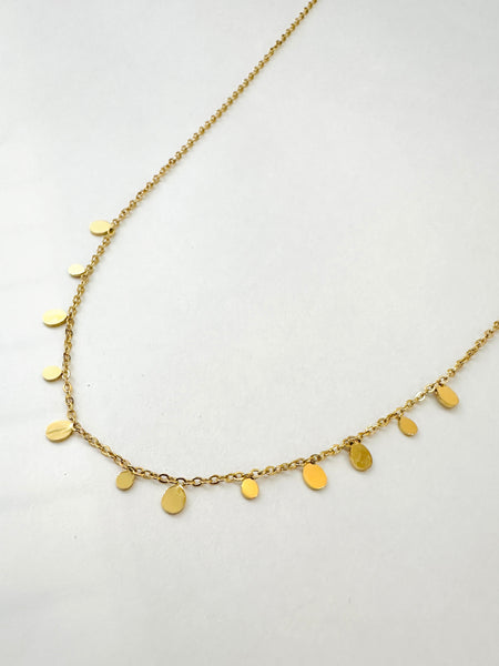 Dangling Dainty Solid Teardrop Charm Gold Necklace: Riposa Necklace