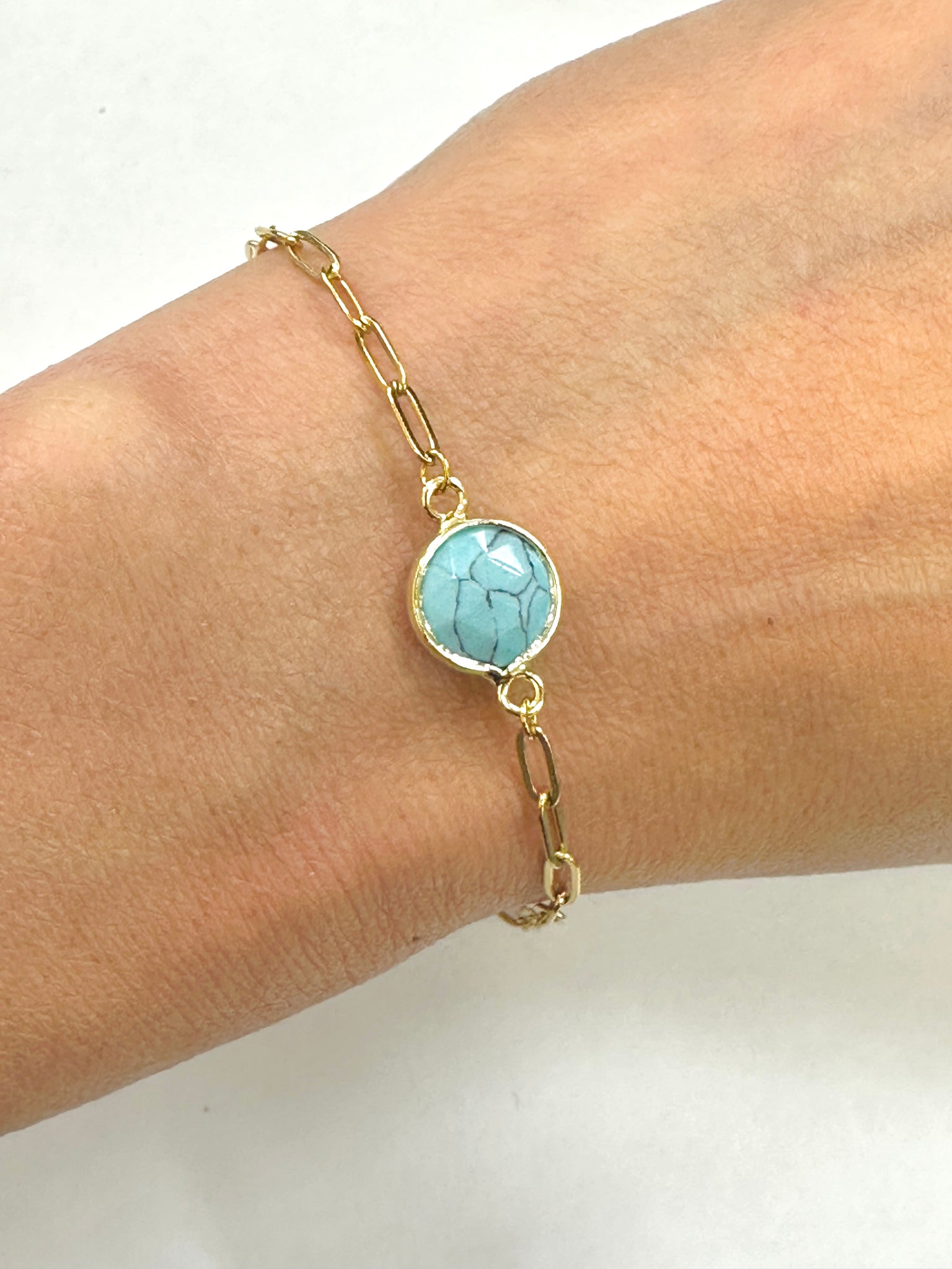 Handmade Semi Precious Stone Charm Gold Bracelet