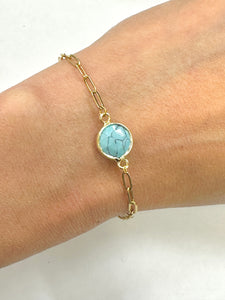 Handmade Semi Precious Stone Charm Gold Bracelet