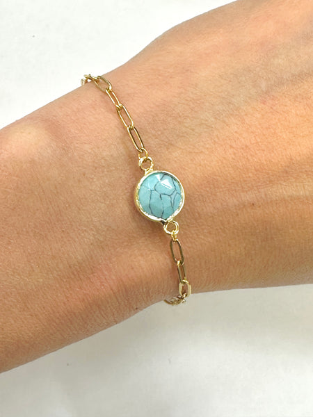 Handmade Semi Precious Stone Charm Gold Bracelet