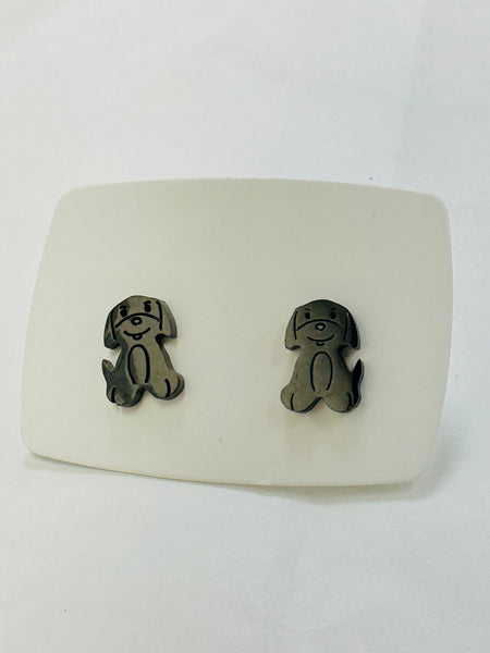Dog Sitting Stud Earrings