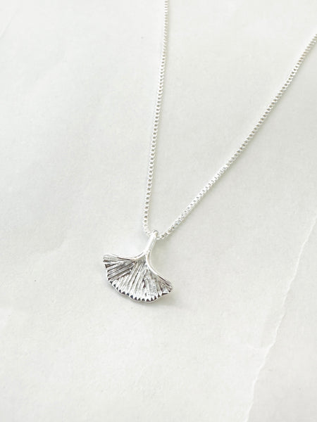 925 Dainty Silver Ginkgo Leaf Charm Necklace