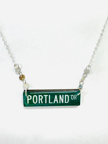 My Hometown Street Sign Necklace: Portland