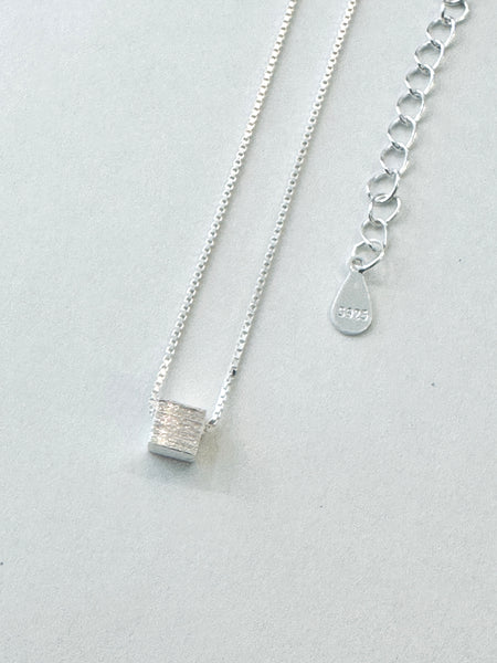 925 Sterling Silver Cube Charm Necklace