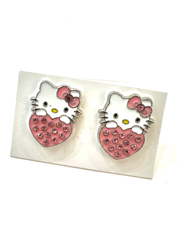 Hello Kitty Heart Stud Earrings