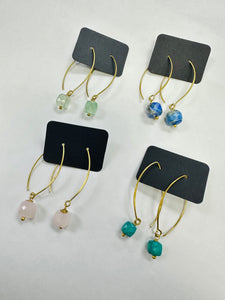 Handmade Semi Precious Cube Stone Long Drop : Tara Earrings