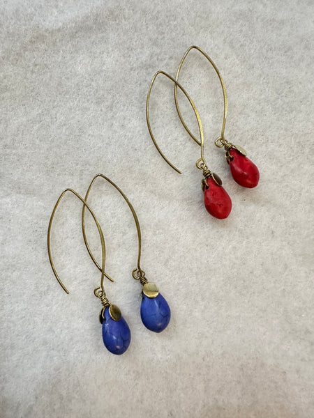 Handmade Semi Precious Stone Long Drop : Tera Earrings