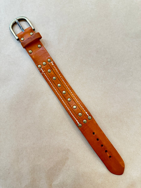Handmade Wide Cuff Belt Adjustable Leather with Stud Accents Bracelet