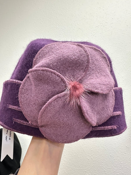 Magnolia Hat : Lana Boiled Wool Hat With Flower Accents