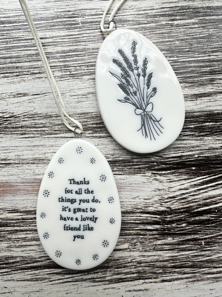 Cute Oval Small Porcelain Hanging Tag