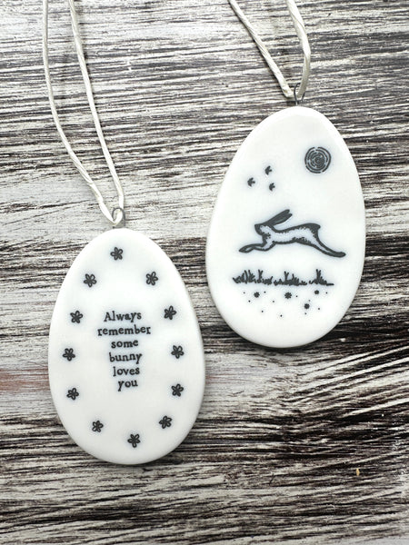 Cute Oval Small Porcelain Hanging Tag