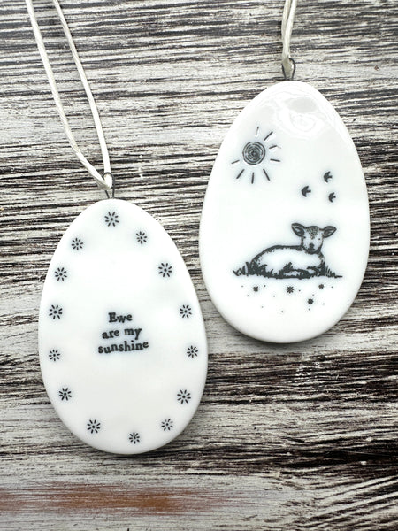 Cute Oval Small Porcelain Hanging Tag