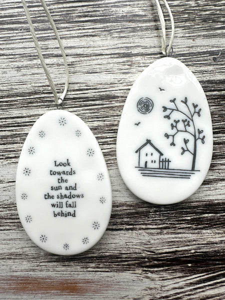 Cute Oval Small Porcelain Hanging Tag
