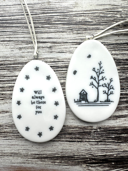Cute Oval Small Porcelain Hanging Tag