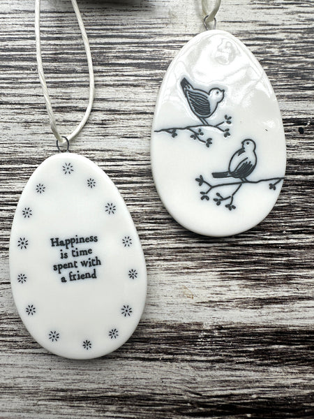 Cute Oval Small Porcelain Hanging Tag