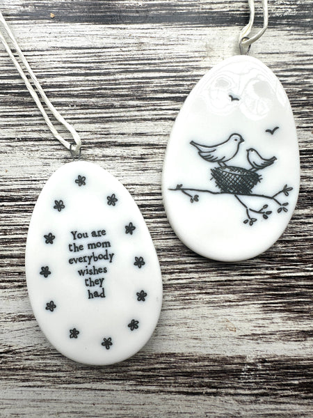 Cute Oval Small Porcelain Hanging Tag
