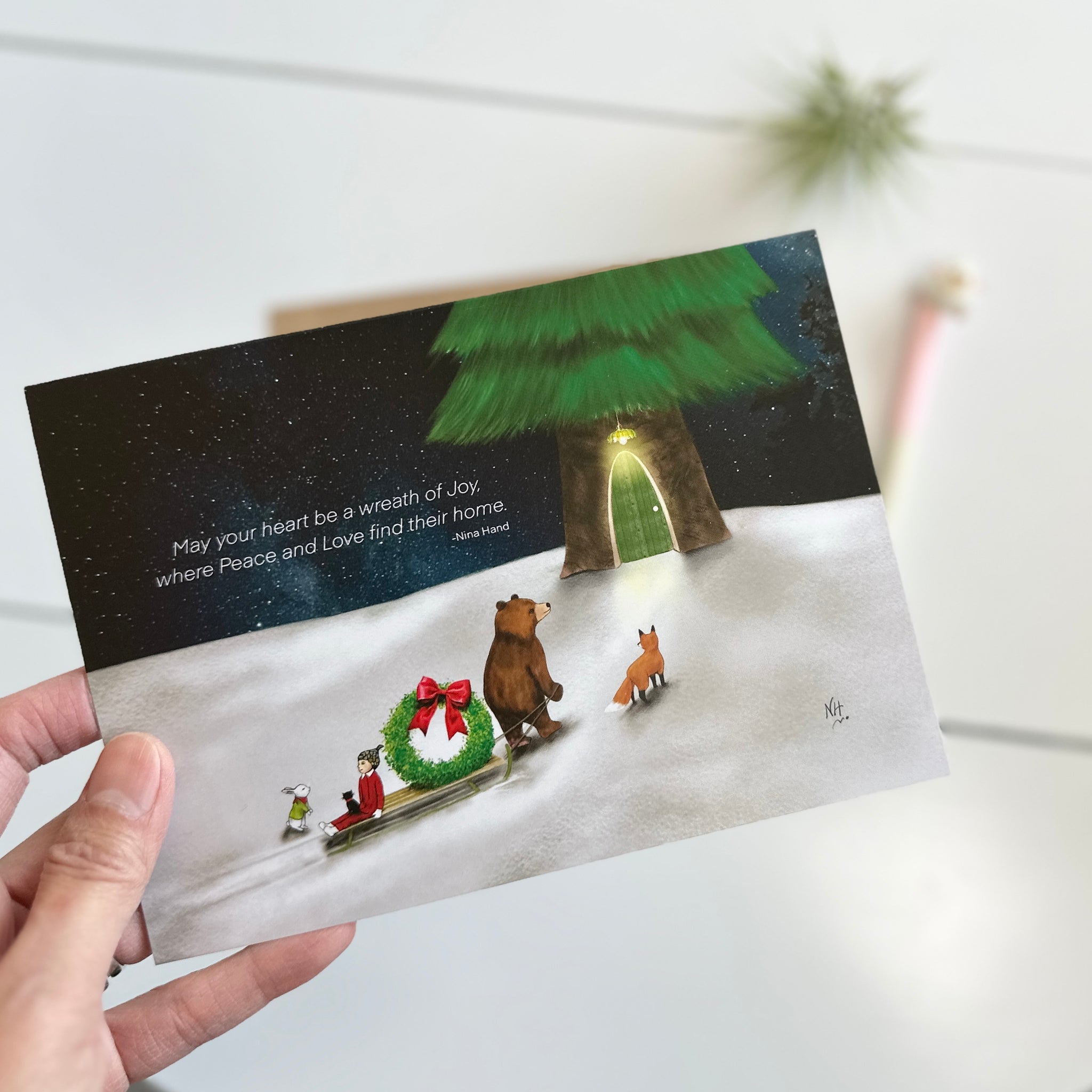 Wreath Of Joy Holiday Illustration Greeting Card