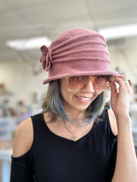 Ella Hat : Lana Boiled Wool Hat With Flower Accents