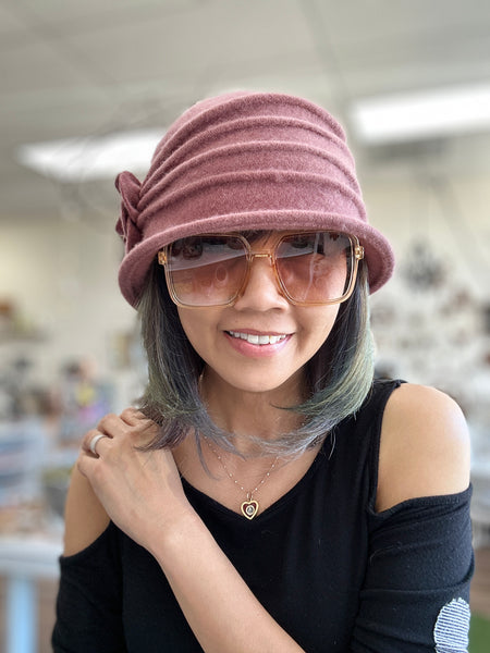 Ella Hat : Lana Boiled Wool Hat With Flower Accents