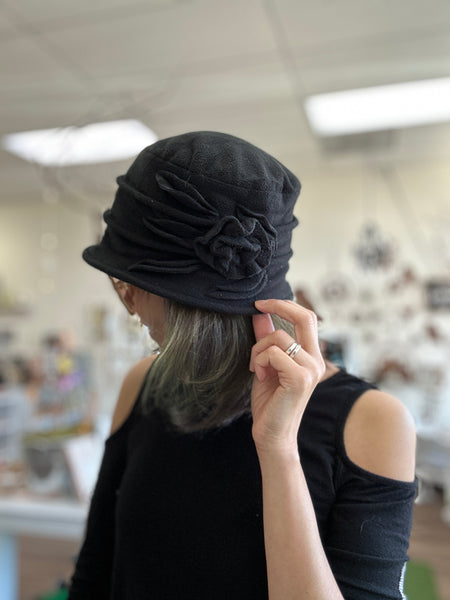 Ella Hat : Lana Boiled Wool Hat With Flower Accents