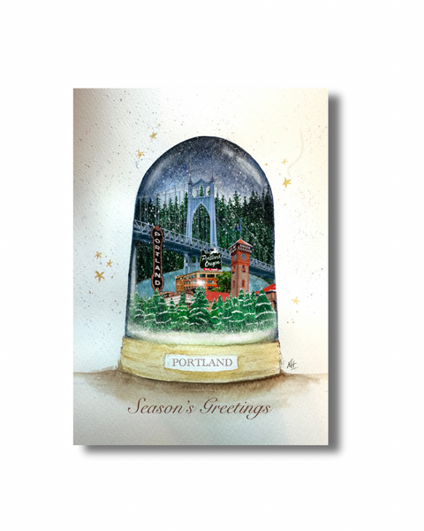 Season’s Greetings PDX illustarted Holiday Card