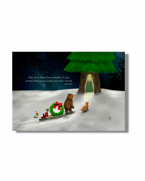 Wreath Of Joy Holiday Illustration Greeting Card