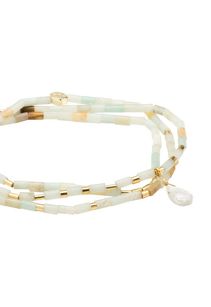 Teardrop Stone Wrap Amazonite/Howlite/Gold - Stone of Courage