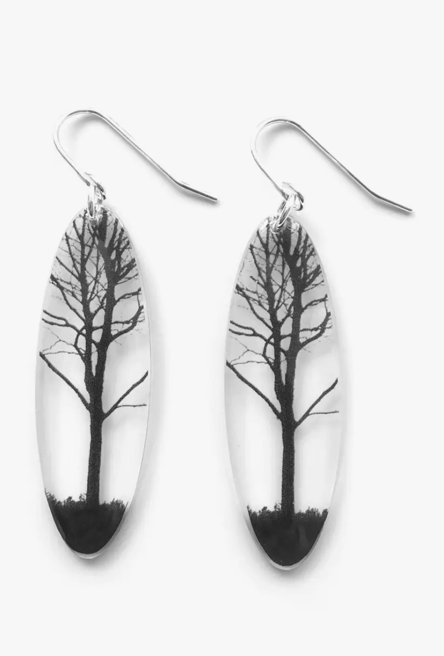Tall Oval City Tree Earrings
