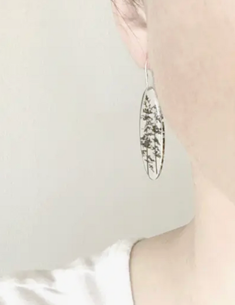 Tall Oval Crow Pole Earrings
