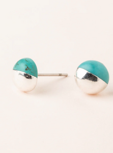 Dipped Stone Stud: Amazonite/Gold