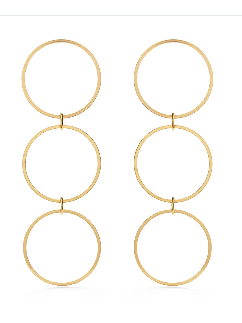 Three Ring Circles Dangle Post Earrings