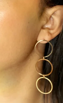 Three Ring Circles Dangle Post Earrings