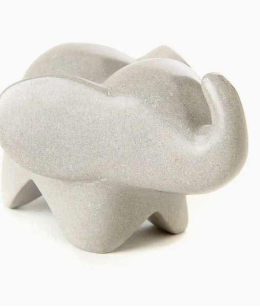 Handmade Soapstone Elephant Paperweight/Hand Carved Miniature Figurines/Sculptures
