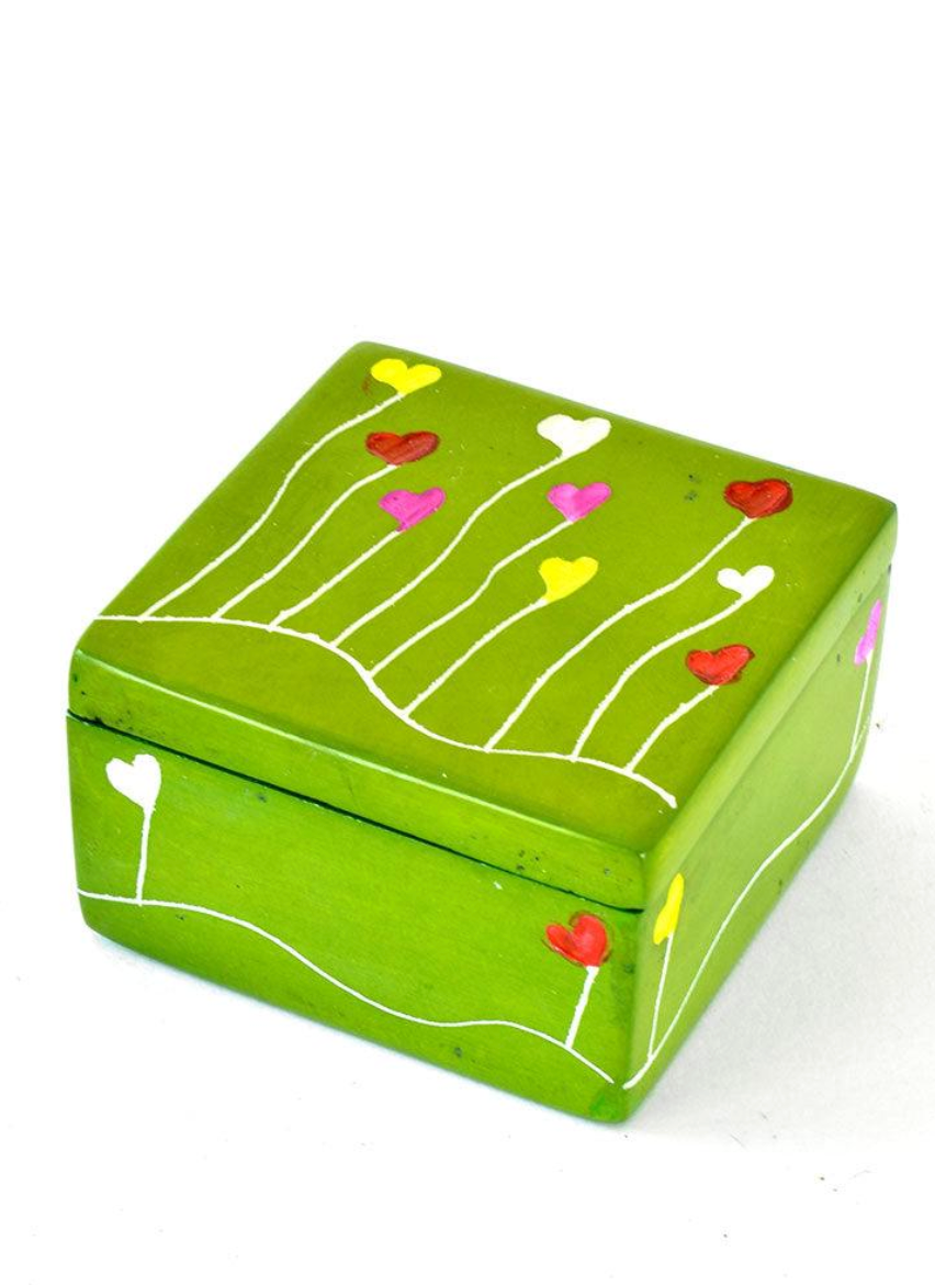 3″ Dreamland Soapstone Box in Garden Green Handmade in Kenya