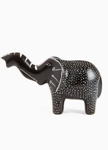 Black Polka Dot Soapstone Elephant Paperweight/Hand Carved Miniature Figurines/Sculptures