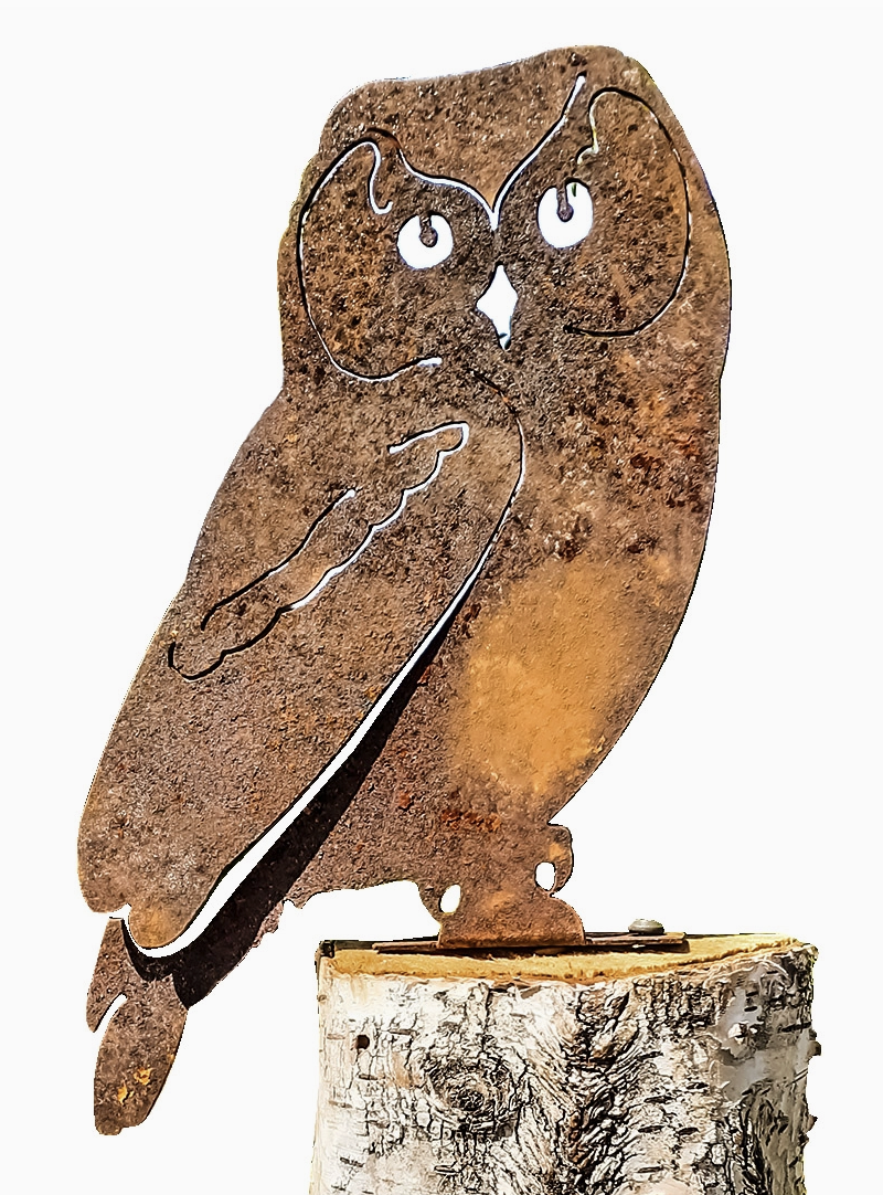 Rustic Snow Owl Garden Art
