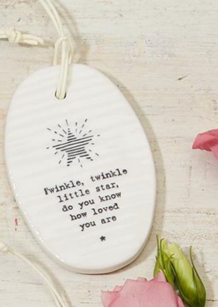 Sweet Sayings Porcelain Art With Affirmation Quote Ornament / Wall hanger