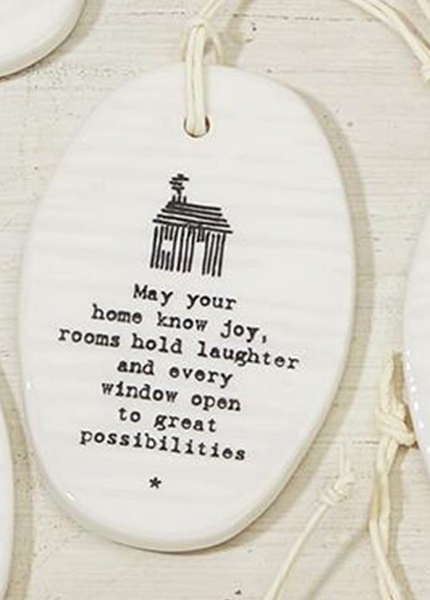 Sweet Sayings Porcelain Art With Affirmation Quote Ornament / Wall hanger