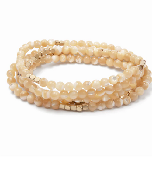 Mother of Pearl Stone Wrap Bracelet/Necklace