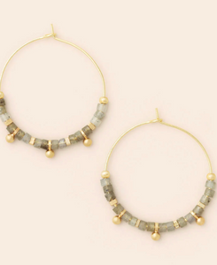 Stone Disc Hoop Earring