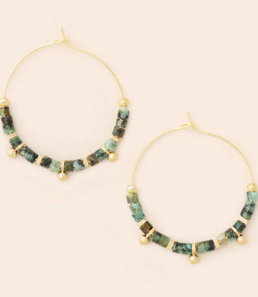 Stone Disc Hoop Earring