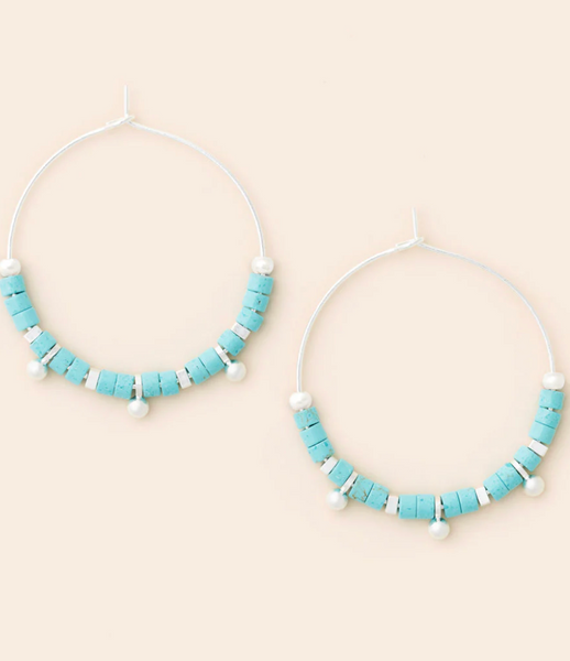 Stone Disc Hoop Earring