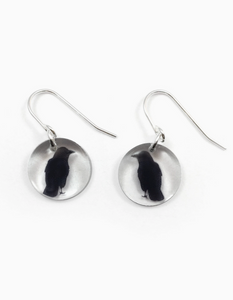 Round Crow Dangle Earrings
