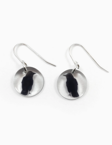 Round Crow Dangle Earrings