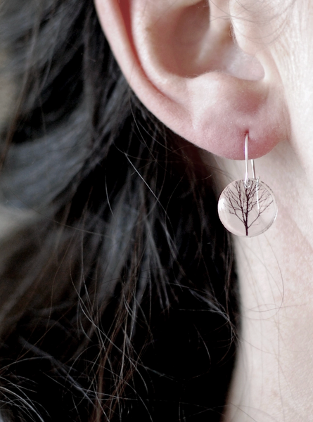 Round Crow Dangle Earrings
