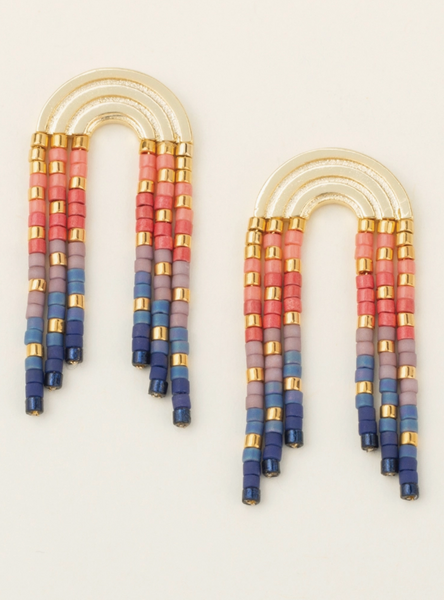 Chromacolor Miyuki Rainbow Fringe Earring - Multi/Gold