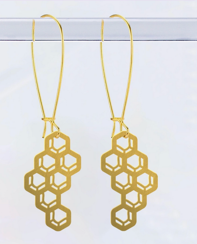 Honeycomb Dangle Earrings Made in PDX